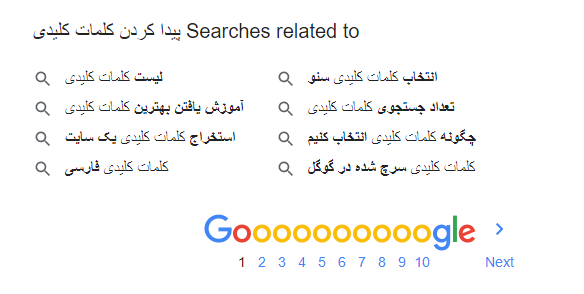search related گوگل برای پیدا کردن کلمات کلیدی